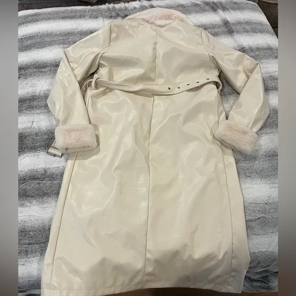 12th Tribe x The Salty Blonde cream long fur lined pea coat - Picture 8 of 10